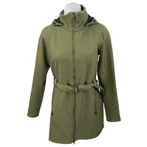 The North Face Apex Bionic Green Hoodie Hooded Tie Waist Trench Coat Jacket Sz S